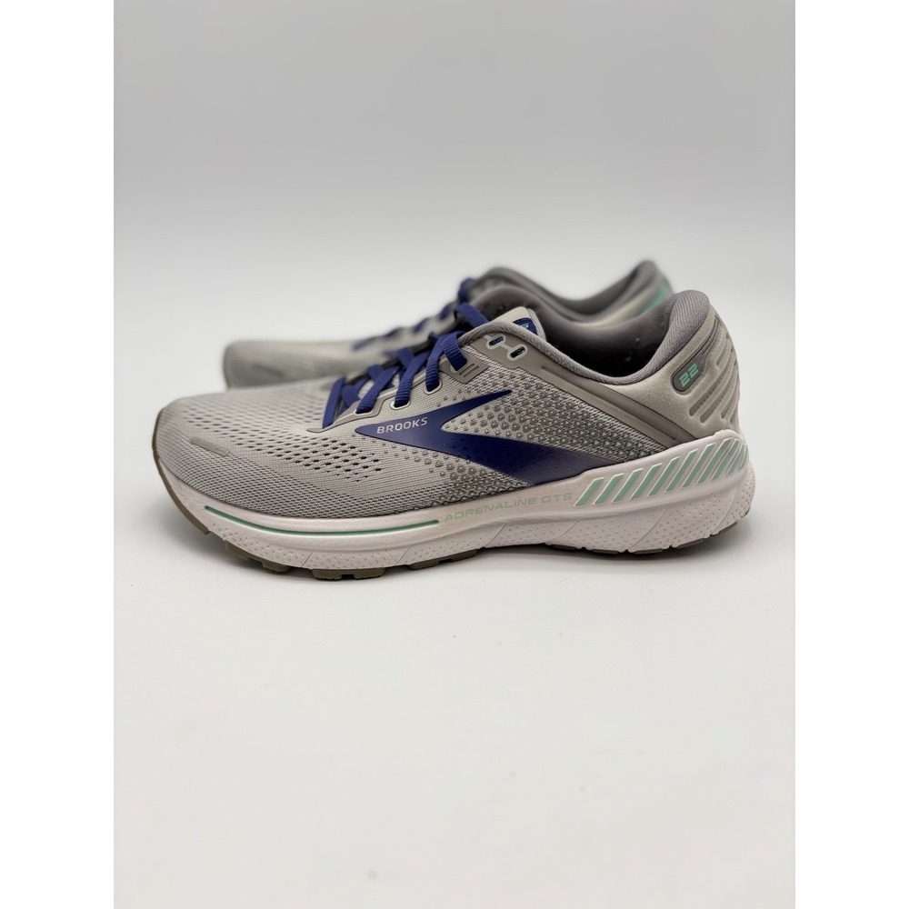 Brooks Adrenaline GTS 22 Womens 8.5 Grey Navy Teal Running Shoes 1203531B045 - Picture 3 of 8